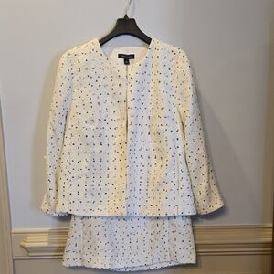 Ann Taylor size 12 Cream & Black Dotted Jacket & Skirt Suit NWT
